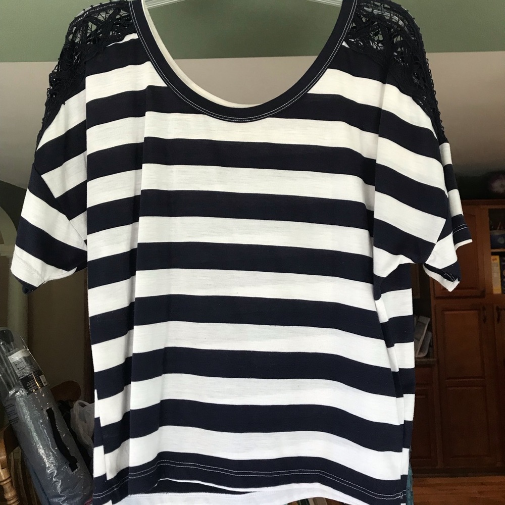 Blue and white striped top